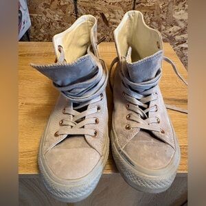 SUEDE Leather Converse Chuck Taylor All Star high-top sneakers gray SIZE 9.0